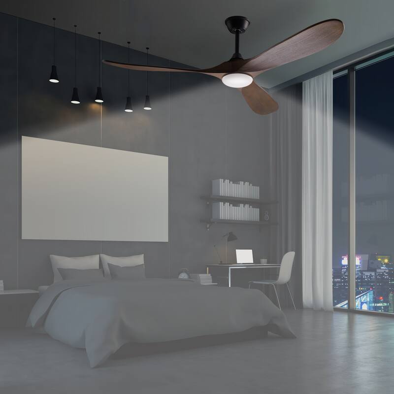 Timechee 60" Wood Ceiling Fan with LED Light Remote Control and Timing